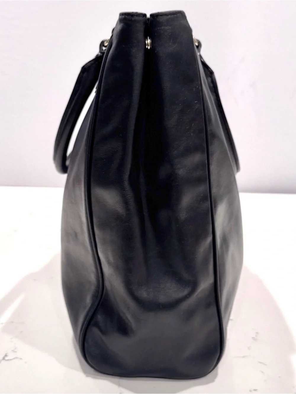 Barneys New York Black Leather Top-Handle Tote